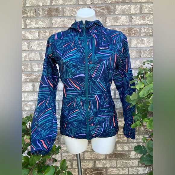 🐬 Patagonia Houdini Women's Blue Patterned Jacket - Picture 1 of 15